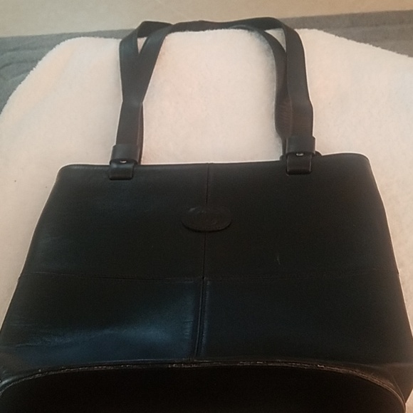 Charmelle Leather Black Shoulder Tote - Picture 1 of 6